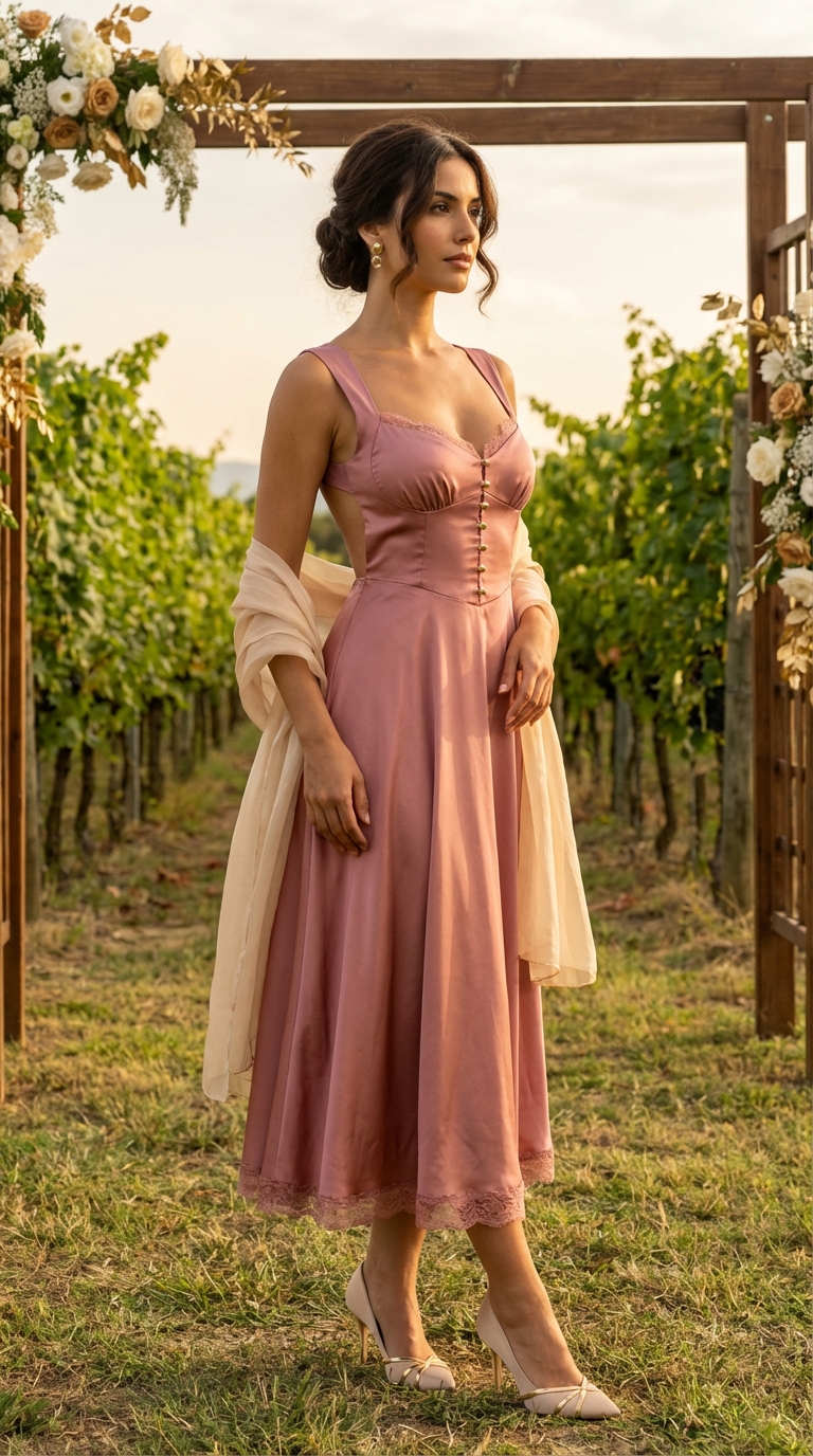 Wedding guest - dusty rose